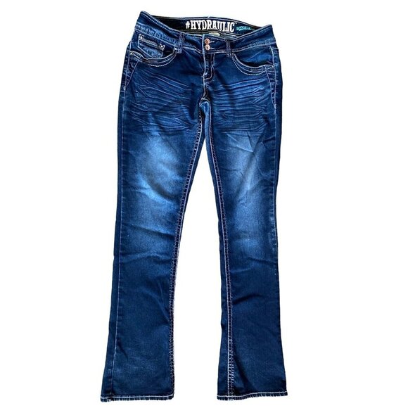 Blue denim jeans straight‎ leg Micro boot pants women 11/12 - Picture 1 of 5